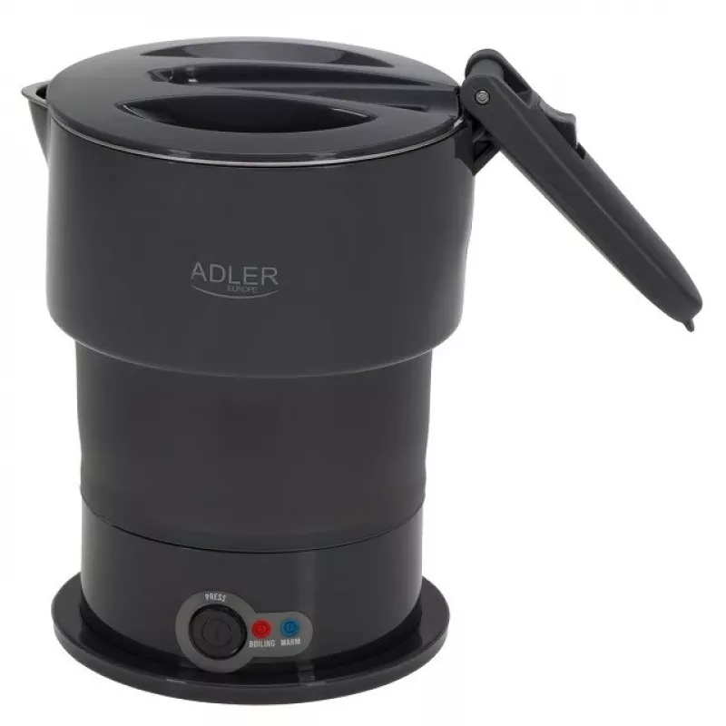 Elektrinis virdulys Adler AD 1377G, 0,6 L talpa, 600 W, pilkas, plastikas/silikonas/nerūdijantis plienas