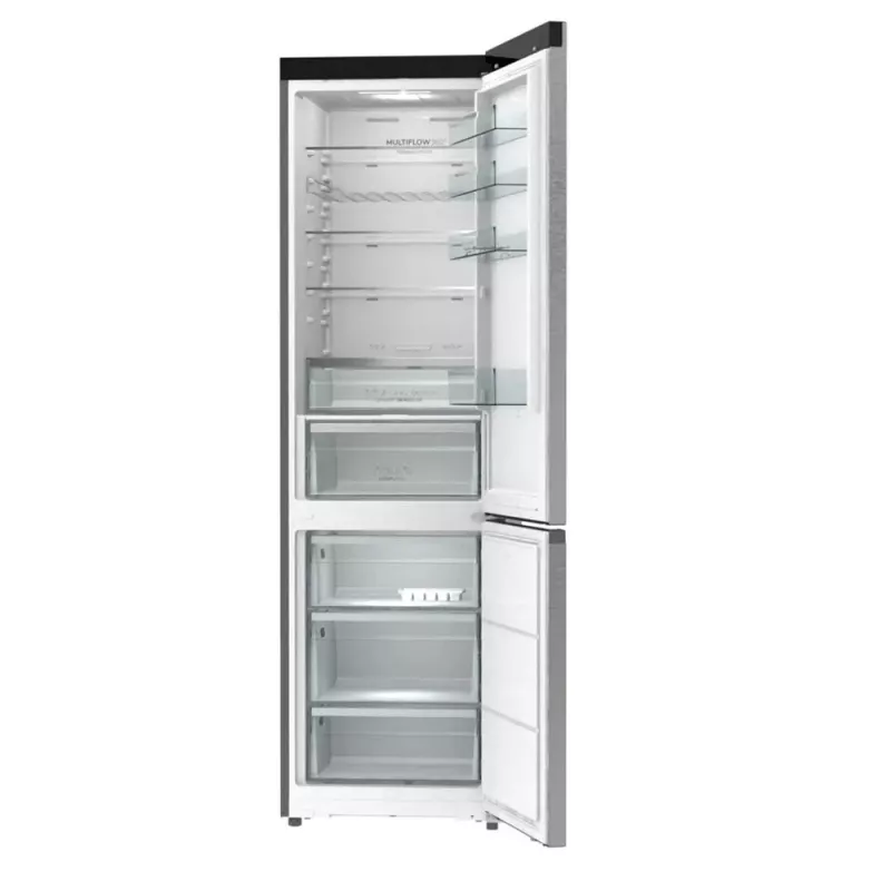 Šaldytuvas-šaldiklis Gorenje NRB620E61X4WFE, pastatomas, nerūdijantis plienas, bendra talpa 413 l, apatinis šaldiklis 130 l, NoFrost, LED ekranas