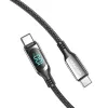 Vention medvilniniu pynimu aptrauktas USB 2.0 C-į-C 5A laidas su LED ekranu 1,2 m juodas cinko lydinio tipas