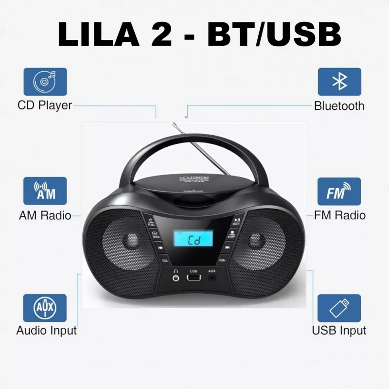 Radijo grotuvas CD LILA2 USB/BT rožinis