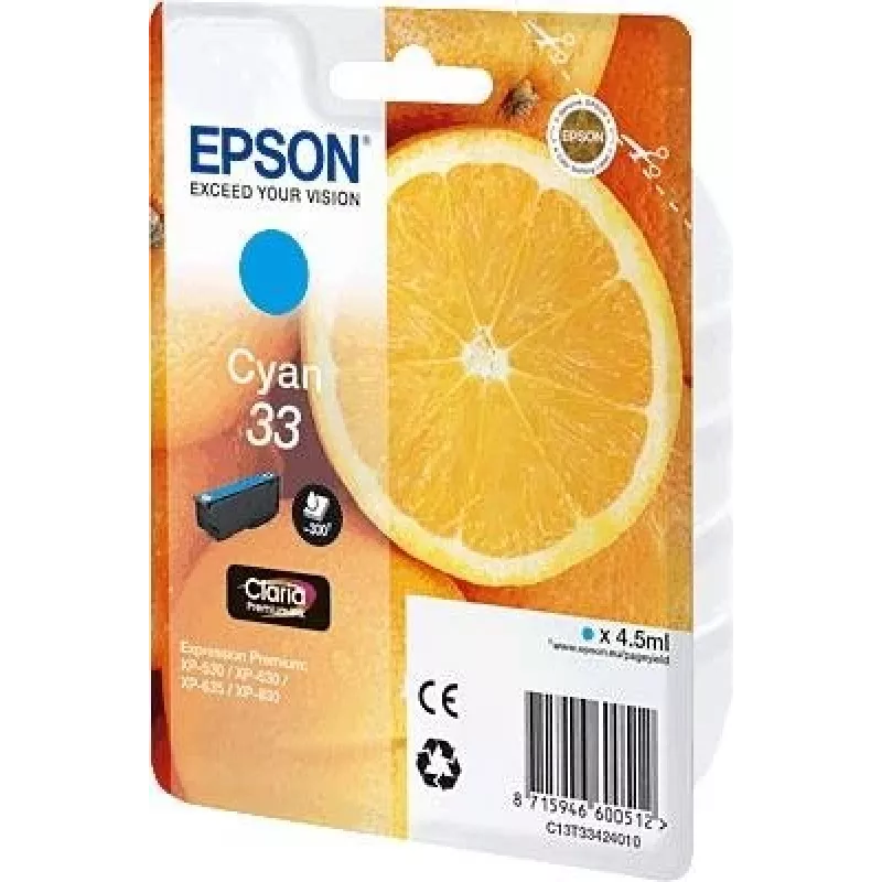 Epson Oranžinės C13T33424010 rašalo kasetė 1 vnt. Originalius Žydra