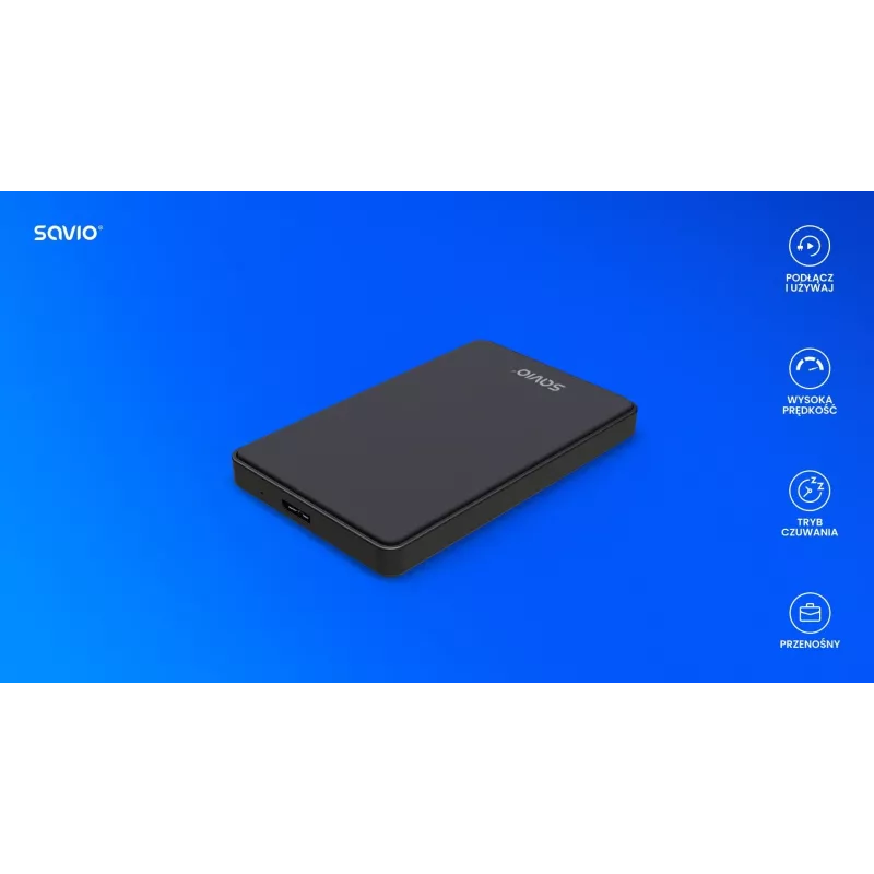HDD/SSD korpusas SAVIO AK-65 Juodas 2,5 colio SATA USB 3.0 5 Gbit/s Micro-USB