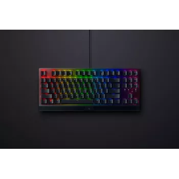 Mechaninė žaidimų klaviatūra Razer JuodaWidow V3 Tenkeyless — USB, QWERTY US, Razer Geltona jungikliai, RGB apšvietimas, juoda
