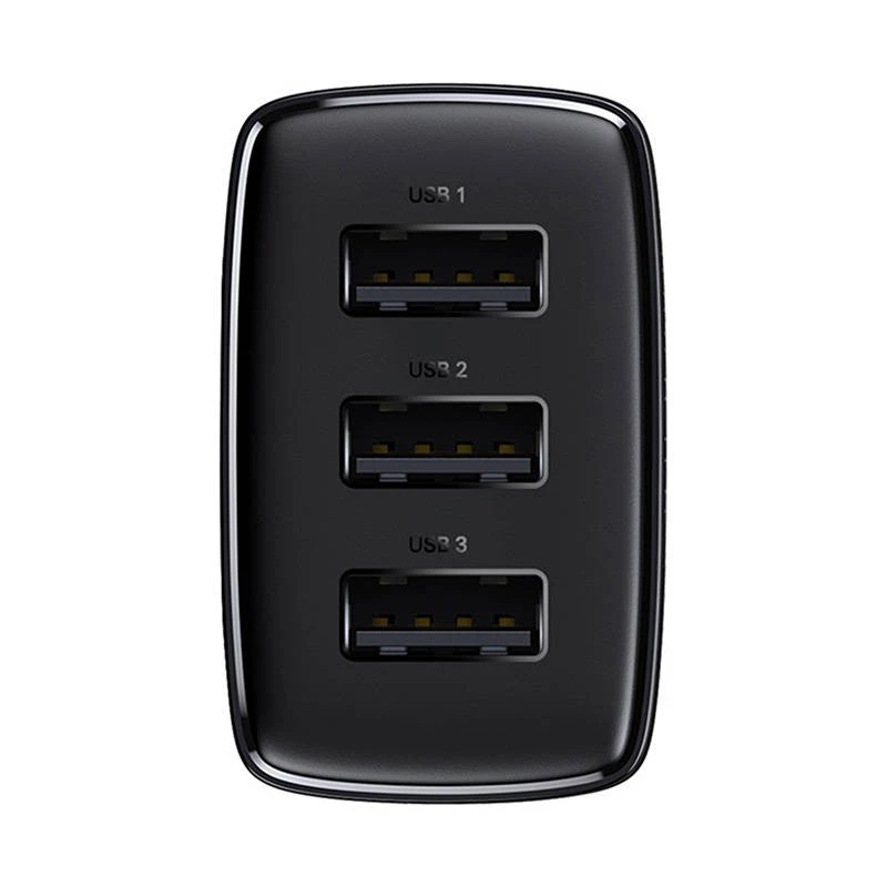 Baseus kompaktiškas greitasis įkroviklis, 3x USB, 17W (juodas)