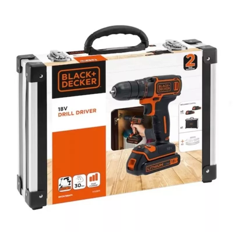 Juoda+DECKER 18V gręžtuvas/suktuvas BDCDC18BAFC-QW