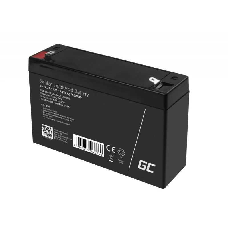 Green Cell AGM39 pramoninė įkraunama baterija 7200 mAh 6 V