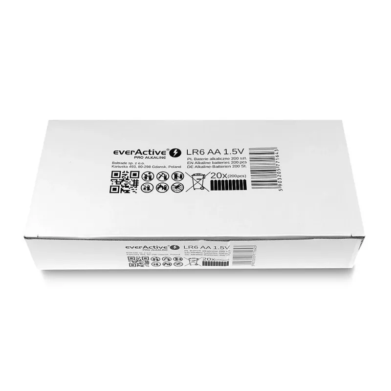 Vienkartinės AA šarminės baterijos everActive LR610PAKPA, 1,5 V, 3000 mAh, pakuotėje 10 vnt.