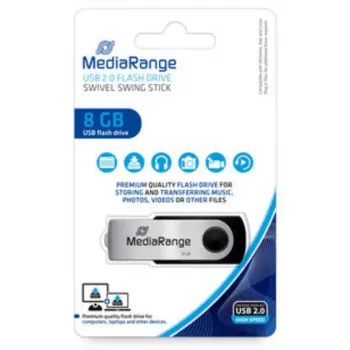 „MediaRange MR908NTRL“ USB atmintinė 8 GB USB tipo A 2.0 juoda – sidabrinė (MR908NTRL)