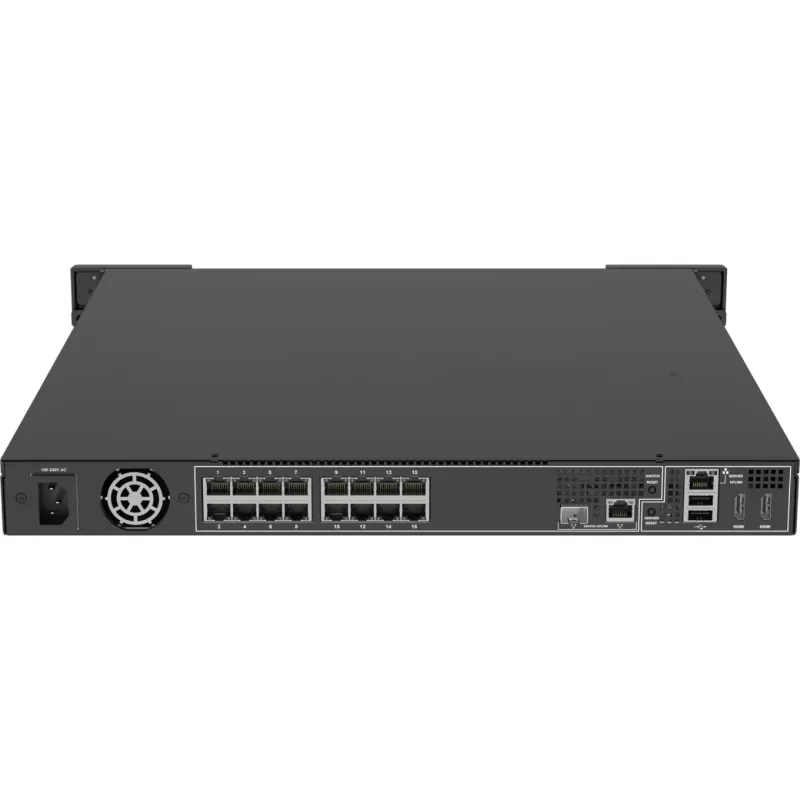 Tinklinis vaizdo registratorius AXIS S2216 Mk II 1U juodas — 16 kanalų, iki 7680×4320, 4 TB HDD (maks. 16 TB), 256 GB SSD, RAID 0/1/10, FIPS 140-2 L2