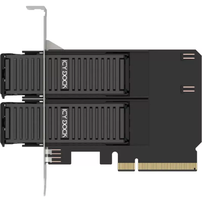 PCIe adapterio kortelė icybox MB312M4P-B — 2× M.2 NVMe į PCIe 4.0 x8 (bifurkacija)