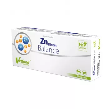 Papildas Vetfood ZnBiotin Balance šunims ir katėms, 60 kapsulių, cinko ir biotino formulė