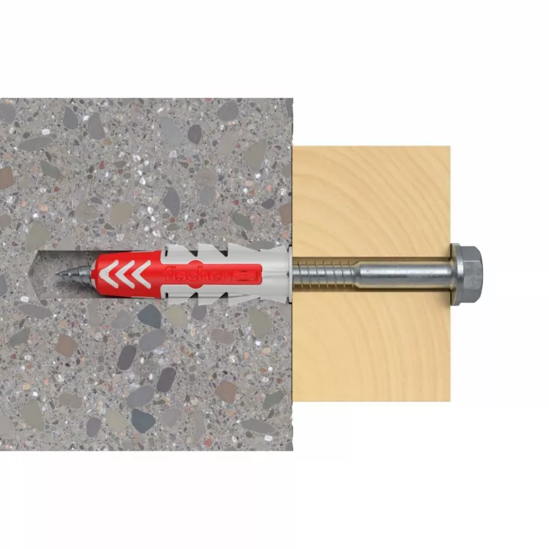 fischer kaištis DUOPOWER 10x50 BigBox šviesiai pilkas / raudonas 210 vnt. pakartotinai uždaromoje pakuotėje (570550)