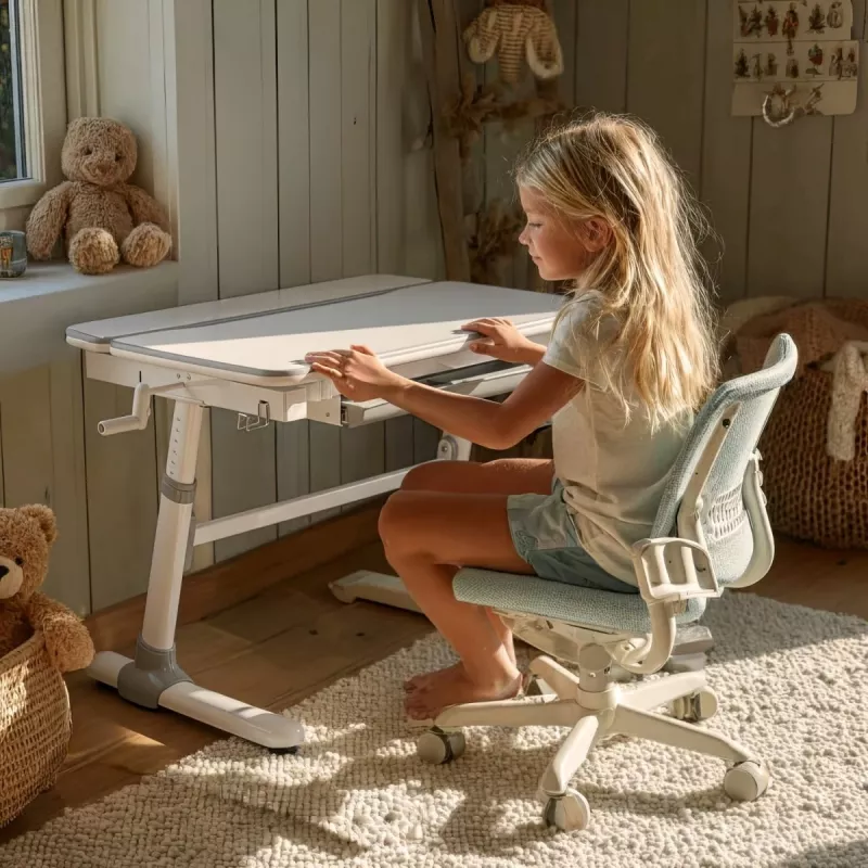 Ergo Office vaikiškas ergonominis reguliuojamo aukščio stalas, pilkas, maks. 100 kg, ER-417 2cz
