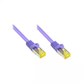 RJ45 komutacinis kabelis su Cat.7 neapdorotu kabeliu ir užrakto apsauga (RNS®), S/FTP, PiMF, be halogenų, 600 MHz, OFC, violetinis, 1 m, Good Connections® (8070R-010V)