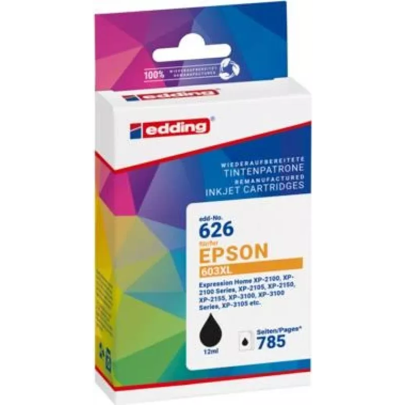 edding spausdintuvo kasetė EDD-626 juoda suderinama su EPSON 603XL Bk