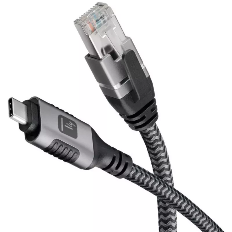 Techly ICOC U3C-RJ45-010 tinklo kabelis, sidabrinis, juodas, 1 m, Cat6, F/UTP (FTP)