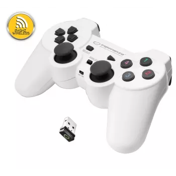 Esperanza EGG108W žaidimų valdiklis, juodas, baltas, RF žaidimų pultelis, analoginis / skaitmeninis, asmeniniam kompiuteriui, PlayStation 3