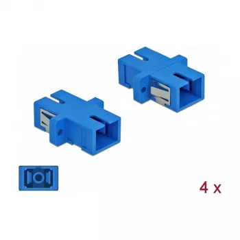 Skaidulinės optikos adapteris SC lizdas – SC lizdas, DELOCK 85990, mėlynas, 4 vnt. pakuotė