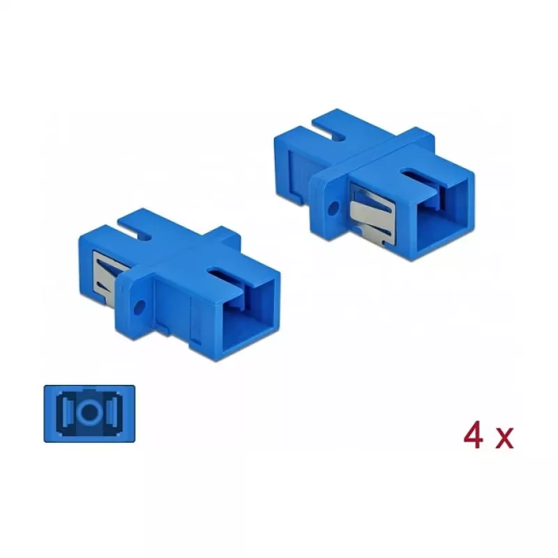 Skaidulinės optikos adapteris SC lizdas – SC lizdas, DELOCK 85990, mėlynas, 4 vnt. pakuotė