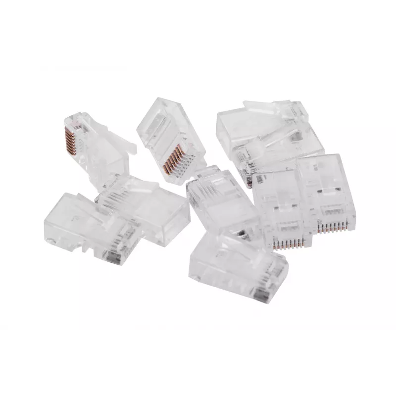 RJ45 kištukas GEMBIRD PLUG3UP6/100, Cat5, tiesus kištukas, permatomas, auksuoti kontaktai, pakuotėje 100 vnt.
