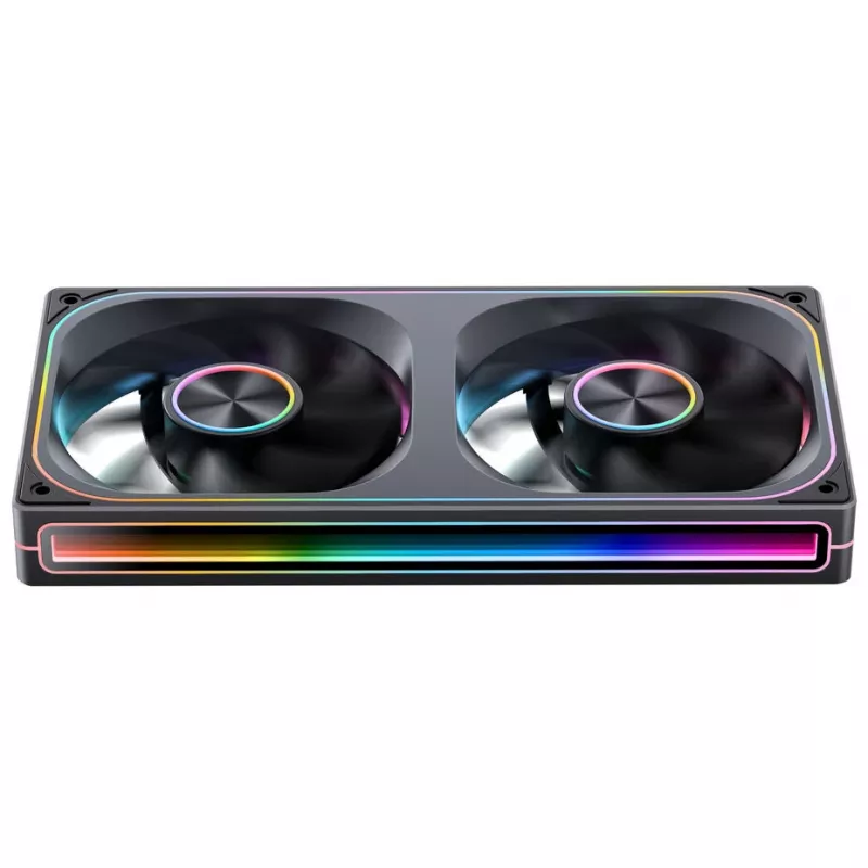 120mmx2 ARGB PWM korpuso ventiliatoriai, Jonsbo ZA-240 Infinity Mirror 240mm juodi