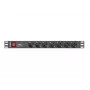 Lanberg | Maitinimo paskirstymo įrenginys (PDU) 19 colių 1U 10A 2M 7X Schuko lizdai | PDU-07F-0200-IEC-BK