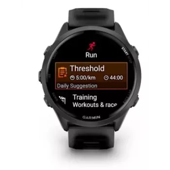 Išmanusis laikrodis GARMIN Forerunner 570 — 47 mm šiferio pilkumo aliuminio korpusas, permatomas juodas silikoninis dirželis