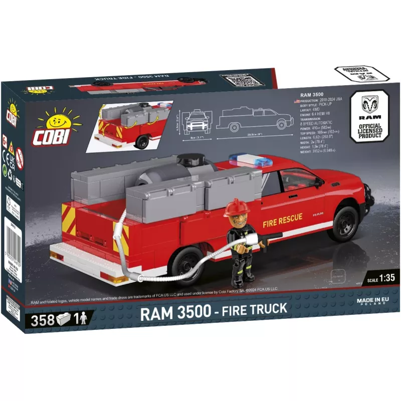 Konstruojamas žaislas Cobi RAM 3500 gaisrinis automobilis COBI-24612 2-in-1 modelio rinkinys