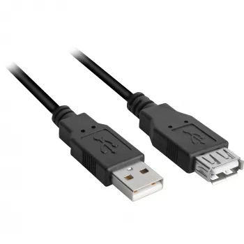 USB 2.0 ilginimo laidas, USB-A kištukas > USB-A lizdas (juodas, 3,0 metro, dvigubai ekranuotas)