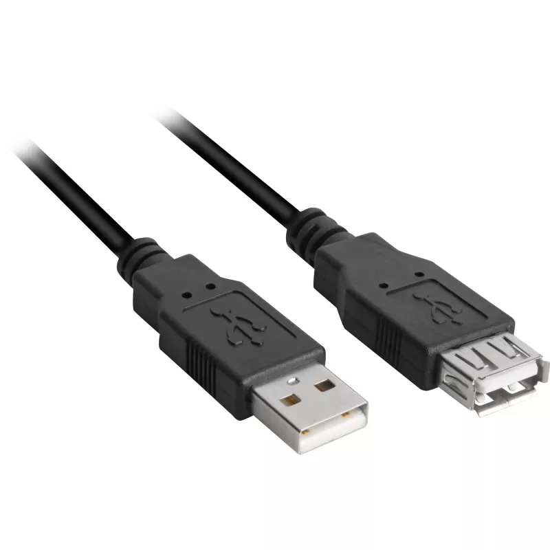 USB 2.0 ilginimo laidas, USB-A kištukas > USB-A lizdas (juodas, 3,0 metro, dvigubai ekranuotas)