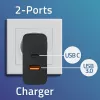 Qoltec 52381 Super Quick PD įkroviklis | 1xUSB-C | 1xUSB | 90W | 5-20V | 2.4-4.35A | Juodas