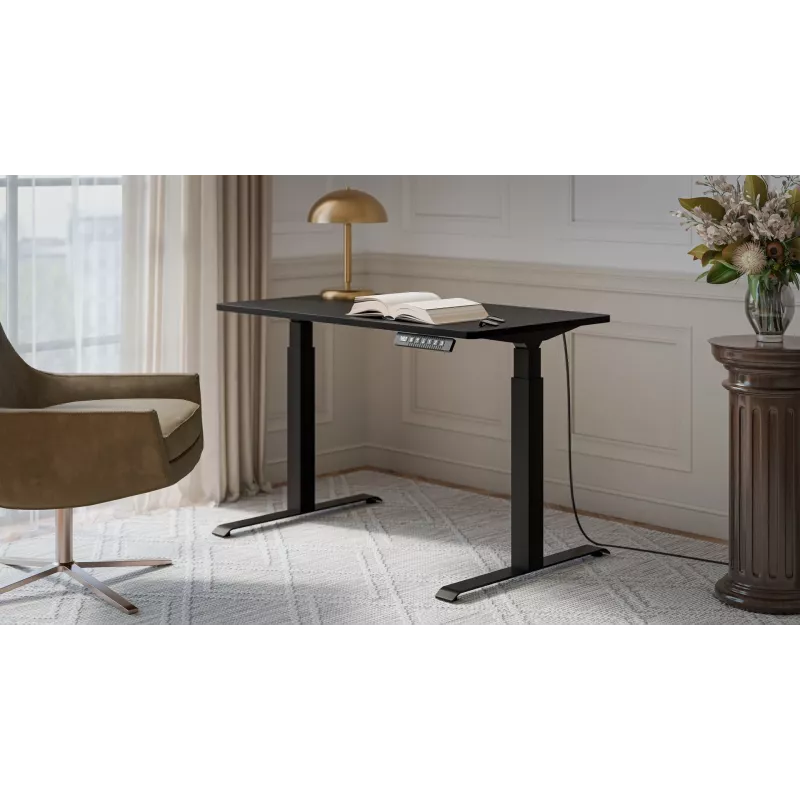 Stalas cama meble MOON elektrinis reguliuojamo aukščio tiesus stalas 1210×670 mm juodas