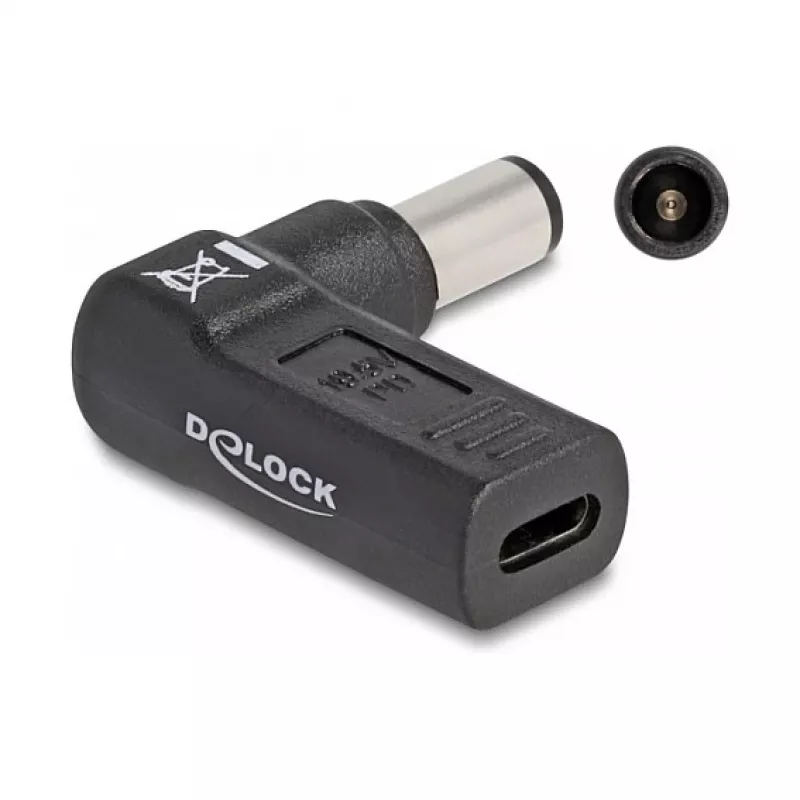 DeLOCK adapteris USB Type-C lizdas į Dell 7,4 x 5,0 mm kištukas 90° kampu