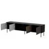 TV spintelė cama meble CORTINA 4D 200x40x55 cm, juodas viršus, riešutmedžio spalvos fasadai
