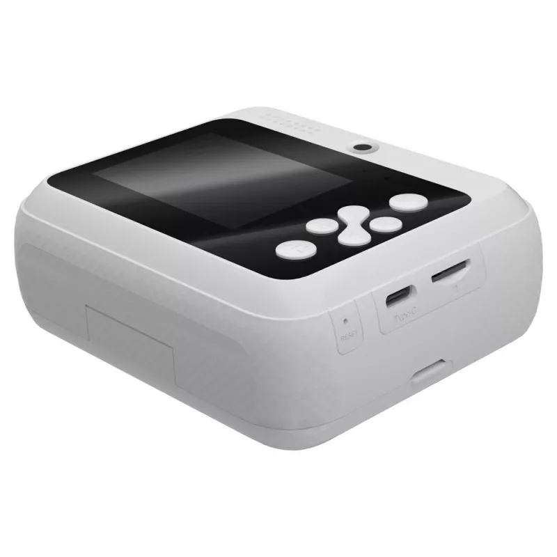 Momentinio spausdinimo fotoaparatas vaikams SAVIO AN-01, baltas, 2,4 colio LCD, MicroSDHC iki 32 GB, USB-C, 1200 mAh baterija, be integruotos blykstės