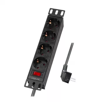 LogiLink 25,40cm (10) Steckdosenleiste, 4-fach, mit Schalter, schwarz - für den Markt: D / NL / A / L - 1 Stück (PDU4B01)