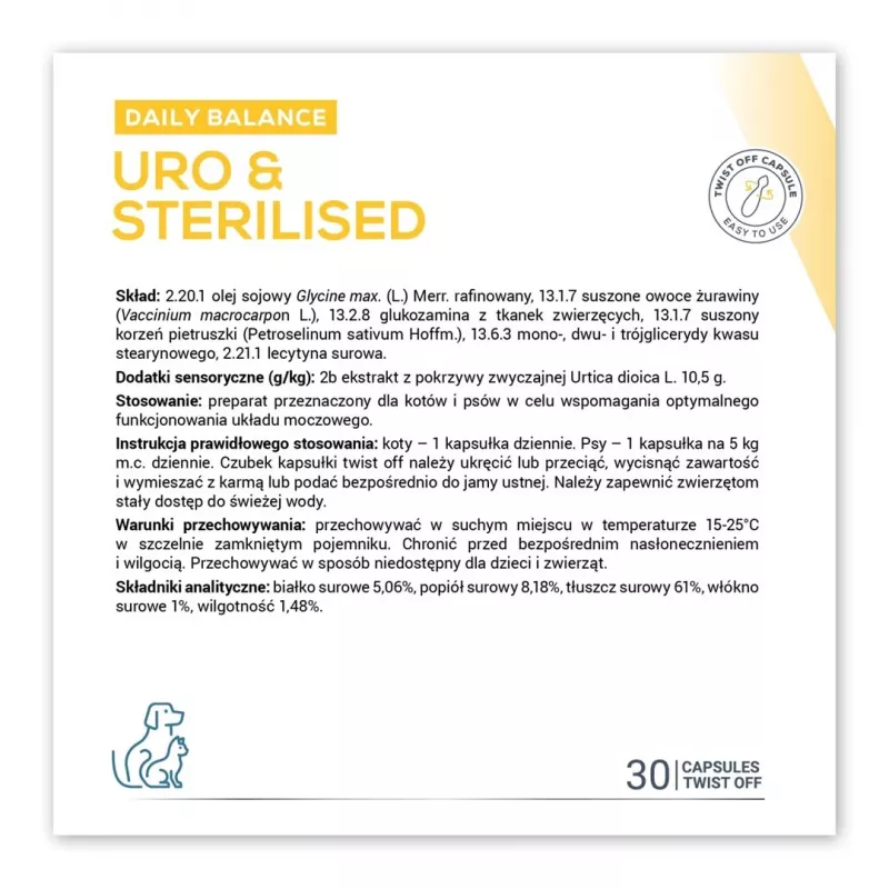 VETEXPERT Uro & Sterilised – papildai šunims ir katėms – 30 vnt.