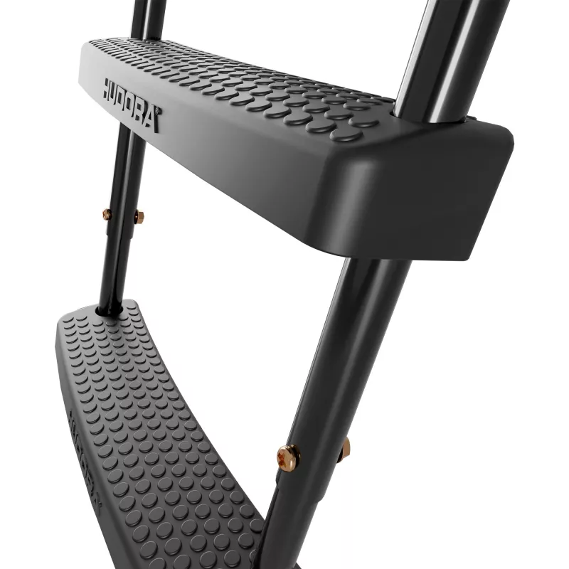 Trampolino kopėčios HUDORA universalios 70–100 cm, juodos, reguliuojamos saugos pakopos