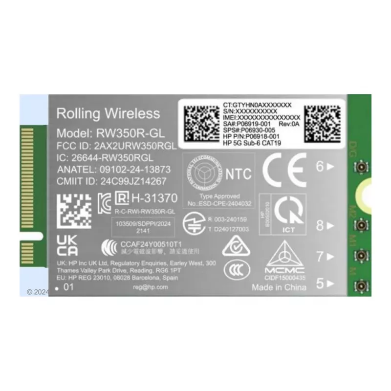 HP 5G Sub-6 WWAN vidinė belaidžio ryšio technologija WWAN B8BD4AA