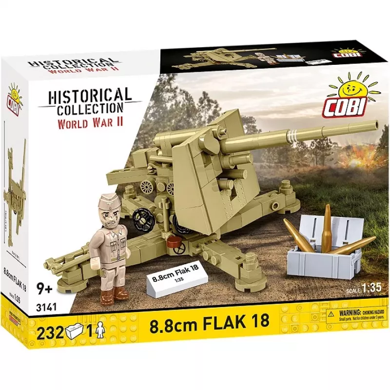 Cobi kaladėlių modelio rinkinys 8,8 cm Flak 18 — 232 detalės, mastelis 1:35