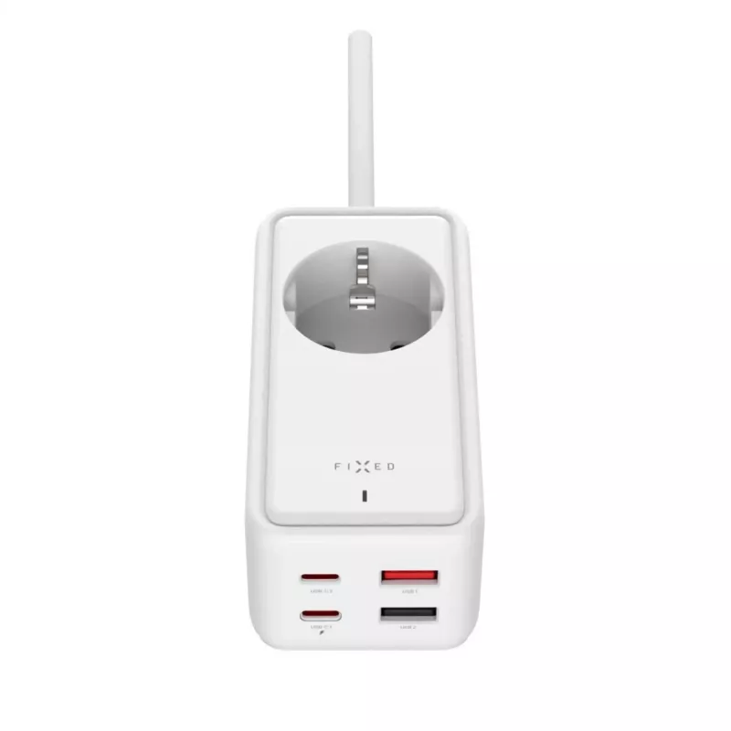 Maitinimo prailginimo adapteris FIXED FIXCS65-1.5-WH su 2× USB-C PD 65W ir 2× USB-A prievadais