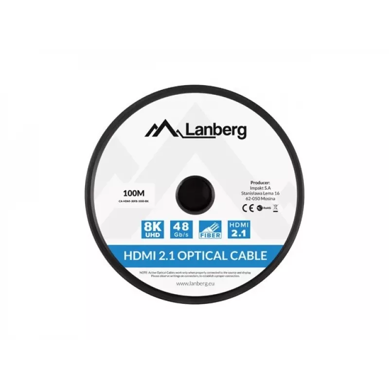 HDMI laidas Lanberg CA-HDMI-30FB-1000-BK 100m juodas