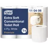 Tualetinis popierius Tork Premium Extra Soft Conventional T4 — 4 sluoksnių ritinėliai 9,7 cm x 19,1 m, pakuotėje 6 vnt.