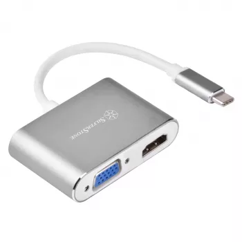 Išorinis vaizdo adapteris SidabrinėSTONE EP16 USB-C 3.1 su HDMI ir VGA išvestimis