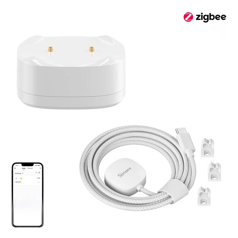 Vandens nuotėkio jutiklis Sonoff SNZB-05P Zigbee 3.0 — belaidis drėgmės ir užliejimo detektorius