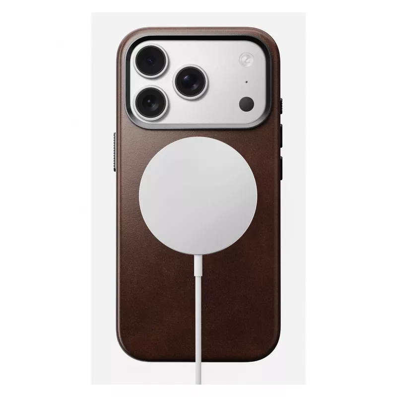 Mobiliojo telefono dėklas Nomad Traditional Leather Case, skirtas iPhone 17 Pro, odinis mikropluoštas, tinka 6,3 colio (16 cm), ruda