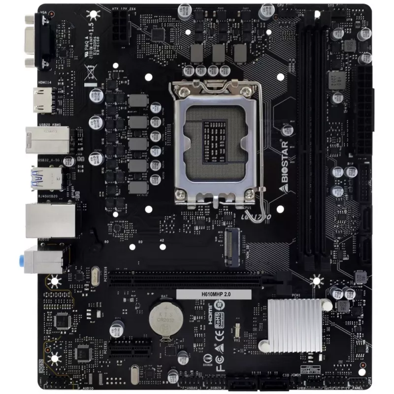 Biostar H610MHP 2.0 pagrindinė plokštė Intel H610 LGA 1700 Micro ATX