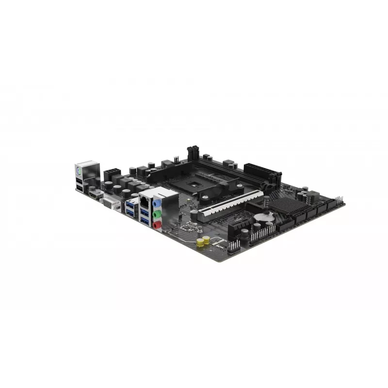 Micro ATX pagrindinė plokštė Sapphire A520M-E, skirta Socket AM4, AMD A520 mikroschemų rinkiniui, 2x DDR4 DIMM, max 64 GB, PCIe 3.0 x16/x1, SATA III, Gigabit LAN