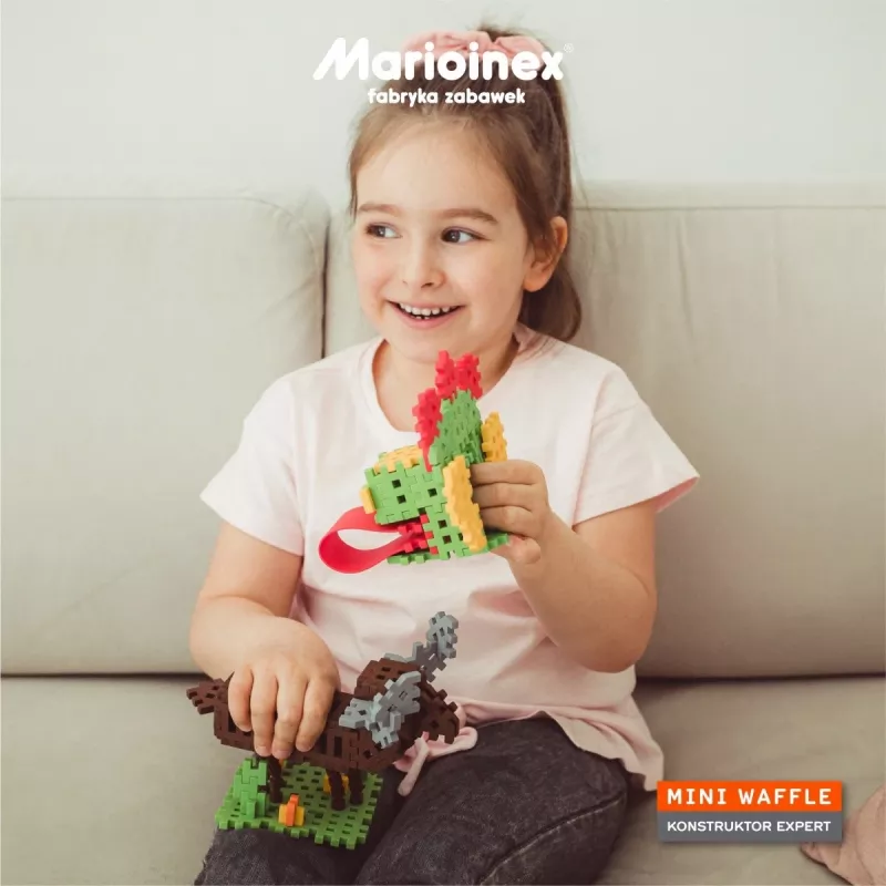 Žaislinis konstruktorius Marioinex Blocks mini Waffle Expert — 100 detalių, įvairiaspalvis, amžius 3+