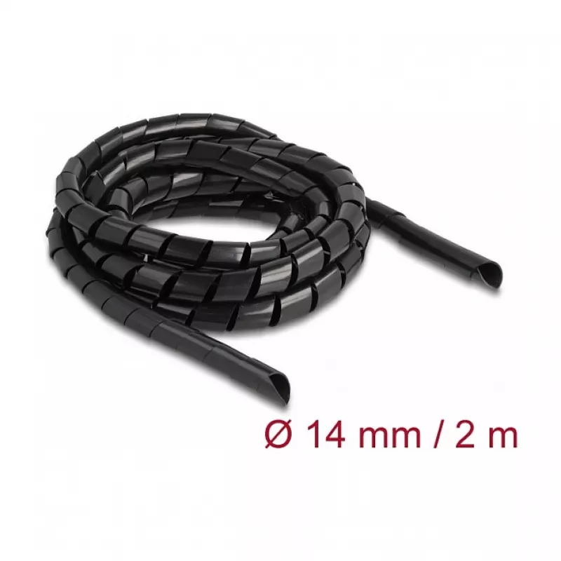 DeLOCK spiralinė žarna lanksti 2 m x 14 mm juoda polietileno
